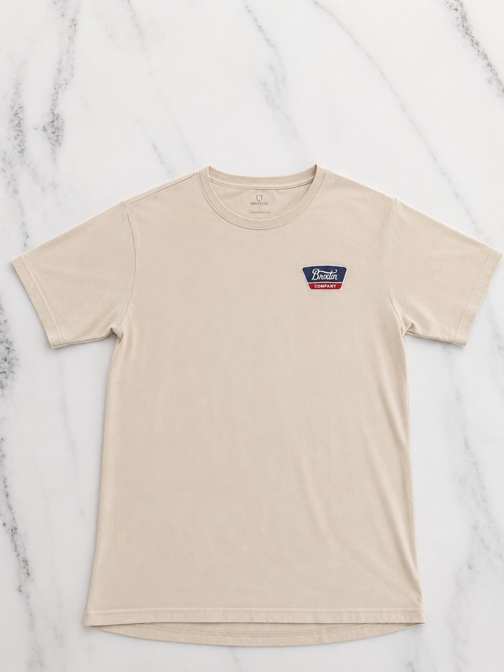 Brixton Sand Short-Sleeve Tee with Navy & Red Patch